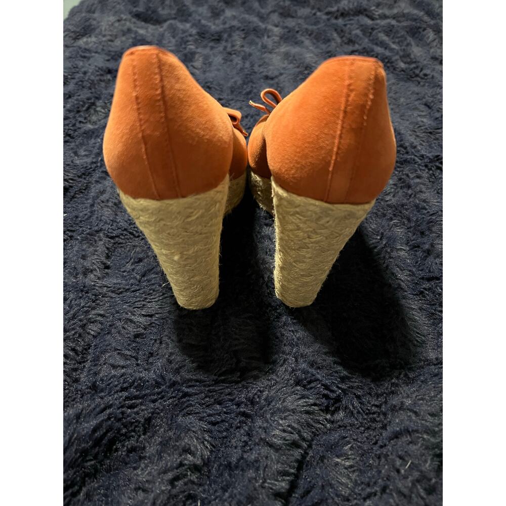 Michael Kors Coral Suede Wedge Espadrilles 6.5 Peep Toe Bow NWT - Picture 6 of 9